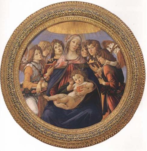 Sandro Botticelli Madonna and child with six Angels or Madonna of the Pomegranate